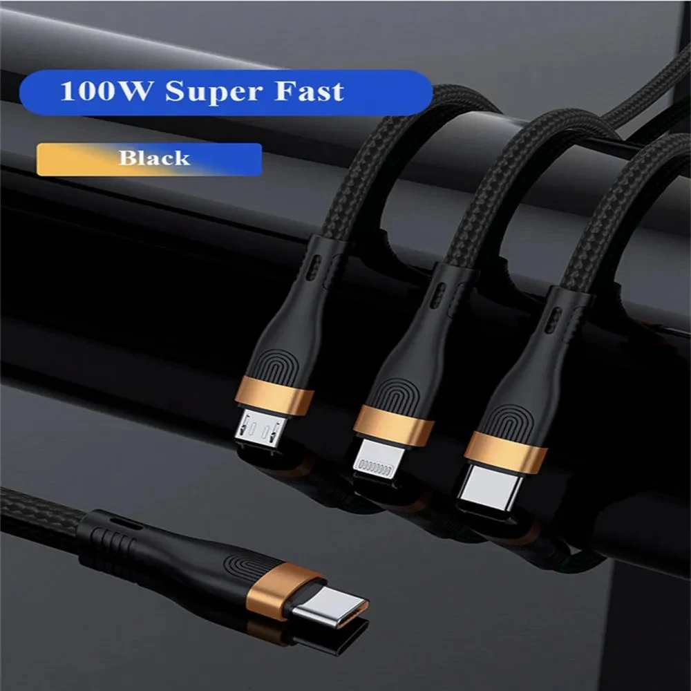 

3 in 1 PD USB C Cable for iPhone 14 13 12 3in1 100W QC4.0 3.0 Fast Charging Micro USB Type C Cable for Macbook Samsung Xiaomi