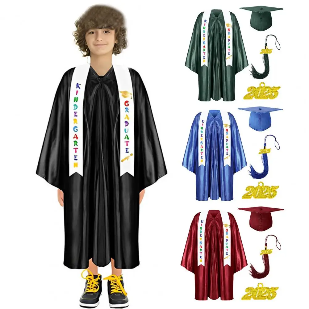 Children Kindergarten Graduation Uniform with Tassel Hat And Shawl Elementary Graduation Robe Kids Academic Outfit Party Clothes graduation gown set