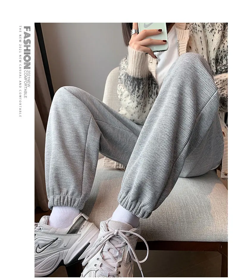 2021 winter thick sheepskin cashmere pants women's warm women's casual cotton pants loose Haran pants baggy jeans