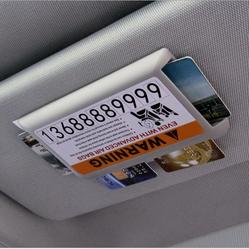 

1 pcs Car Sun Visor Card Holder Instrument Panel Pasting Organizer Temporary Parking Phone Number Clip Interior Stowing Tidying