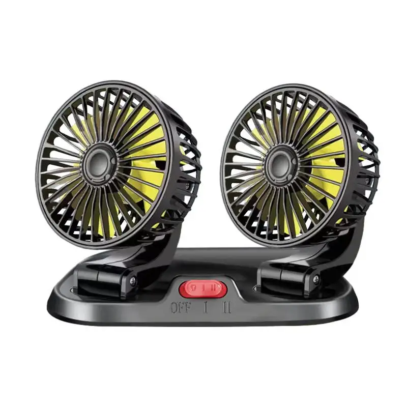 

Portable Fan For Car 12V/24V Dual Head Vehicle Fan USB Dashboard Fan 360 Degrees Rotatable Truck Fan Car Interior Accessories