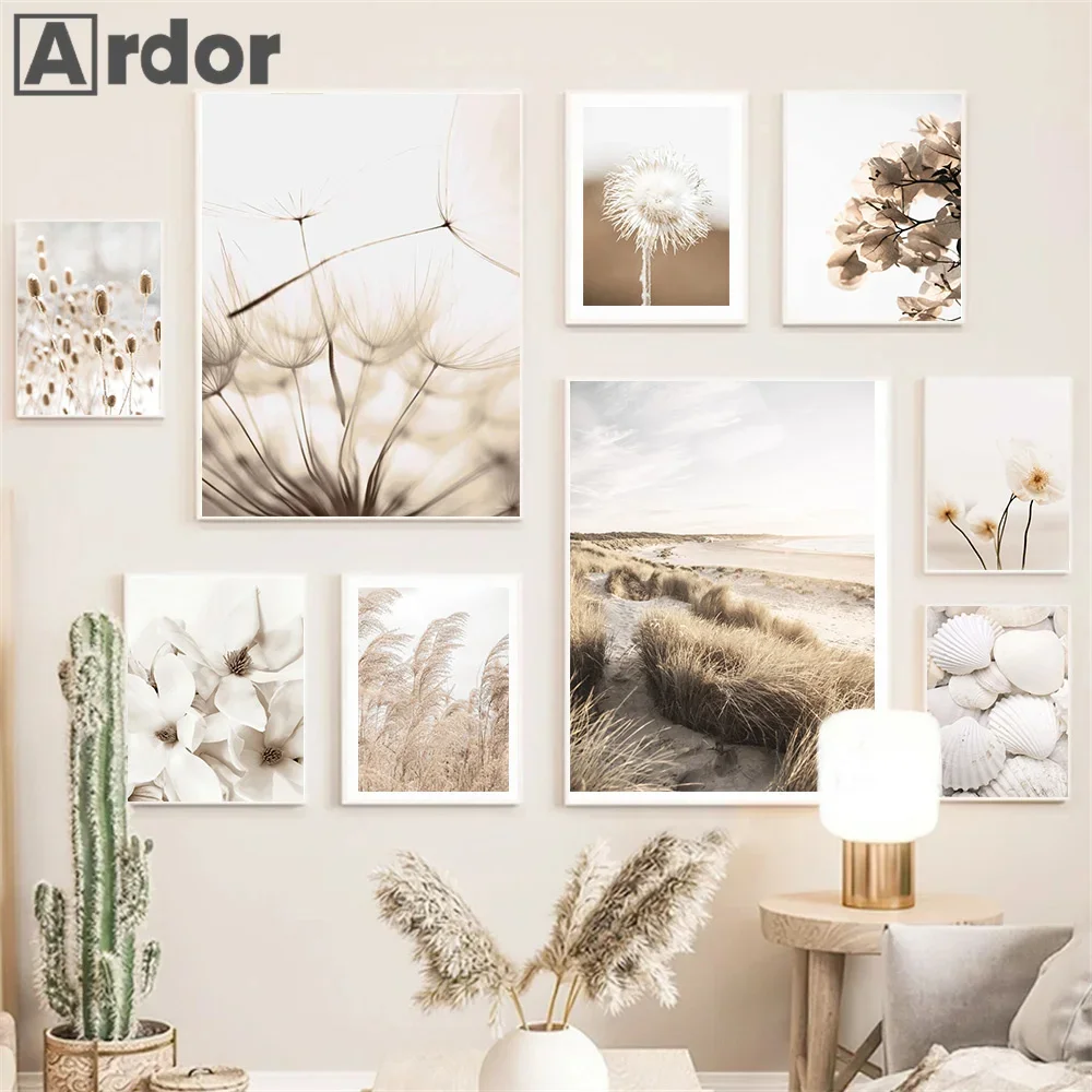

Reed Flower Dandelion Dried Grass Posters Lake Starfish Wall Art Canvas Painting Nordic Print Pictures Living Room Home Decor