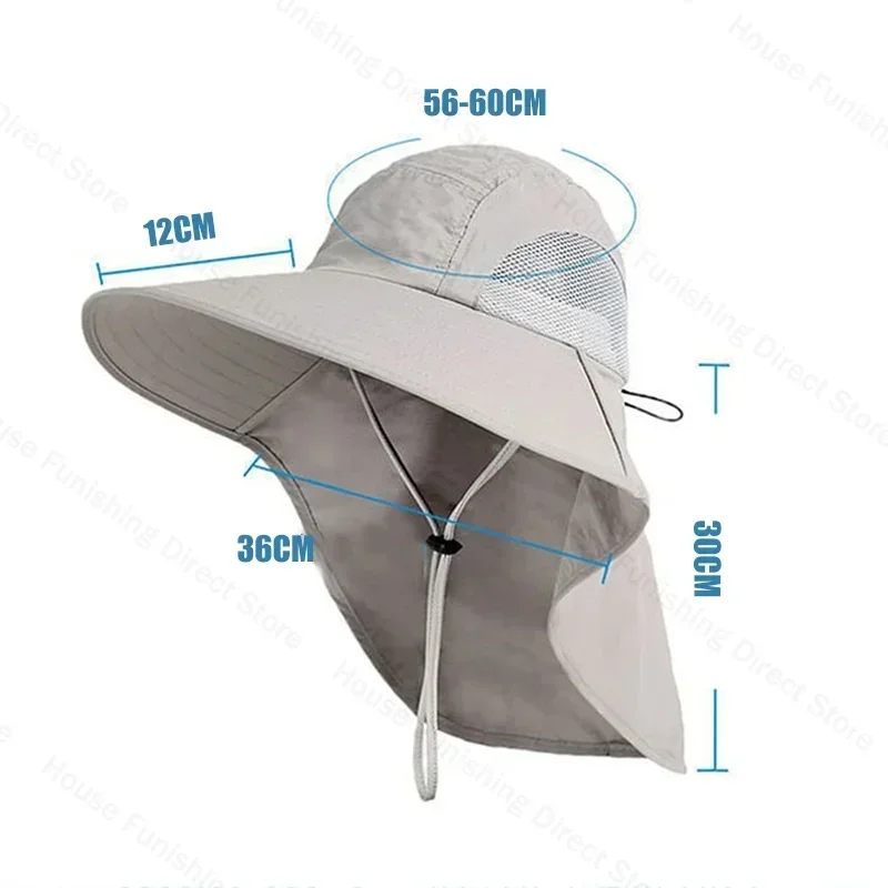 Men's Large Brim Summer Sun Hat With Neck Protector Outdoor Fishing Hat Shawl Shawl Denim Face Covering Sun Protection
