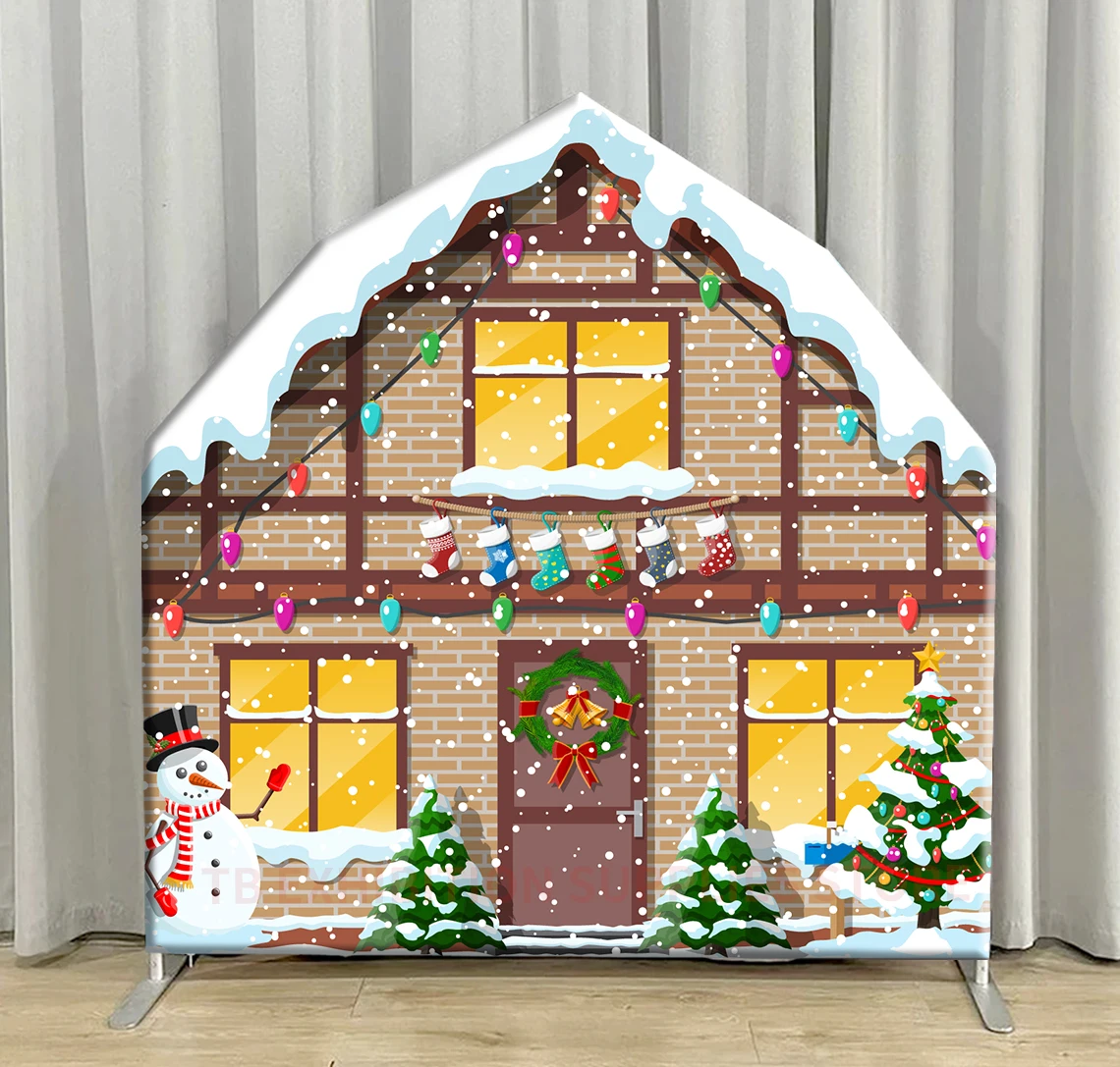 7ft Fram Barn Arch Background Frame DoubleSided Printing House Backdrop Cover for BabyShower Kid Birthday Christmas Decor