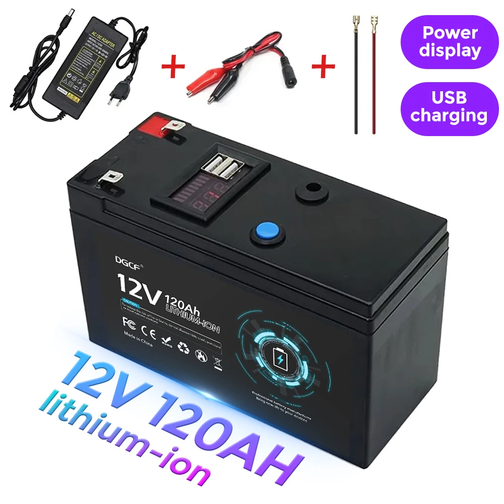 18650 Lithium Battery Pack 12V Battery 120Ah Rechargeable Battery For Solar Energy Electric Vehicle Battery With 12.6v 3A Charge