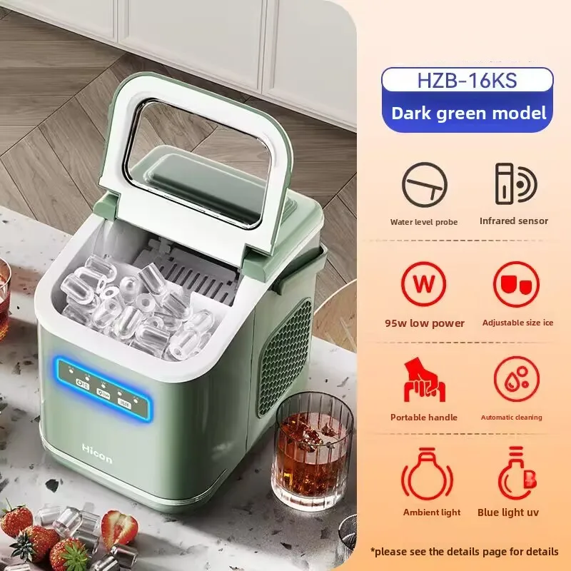 מכונת יצרן קרח, משטח נייד עם ניקוי עצמי, 9 קוביות ב-6 דקות, לבית/משרד/מסיבה, יעיל באנרגיה ורעש נמוך