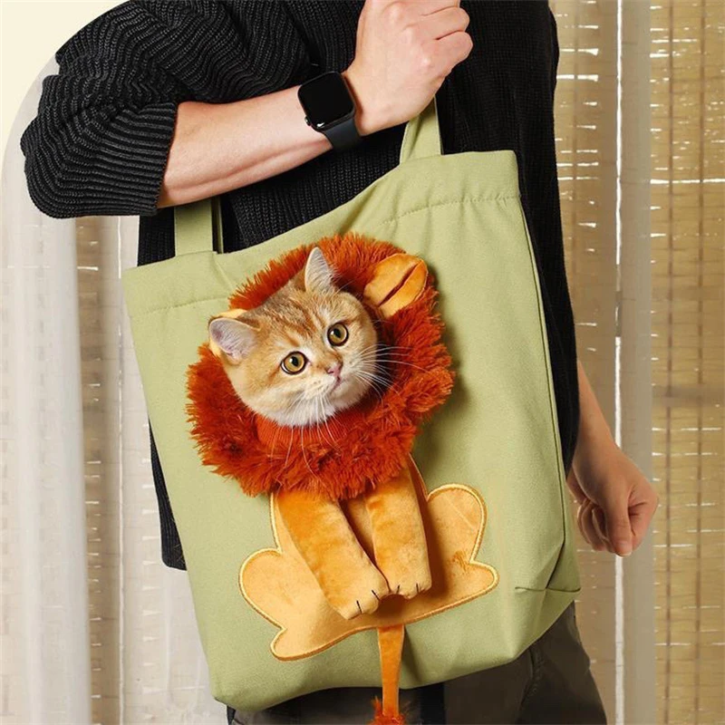 

Soft Pet Carriers Lion Design Portable Breathable Bag Cat Dog Carrier Bags Outgoing Travel Pets Handbag With Safety Zippers