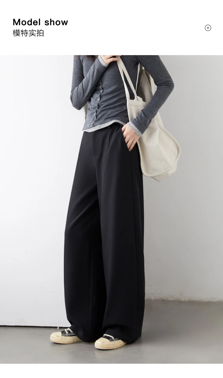 CHIC VEN Women Pants Solid Casual Slim Straight Leg Suit Wide Leg Ladies Trousers Spring Autumn 2025 Clothing for Woman