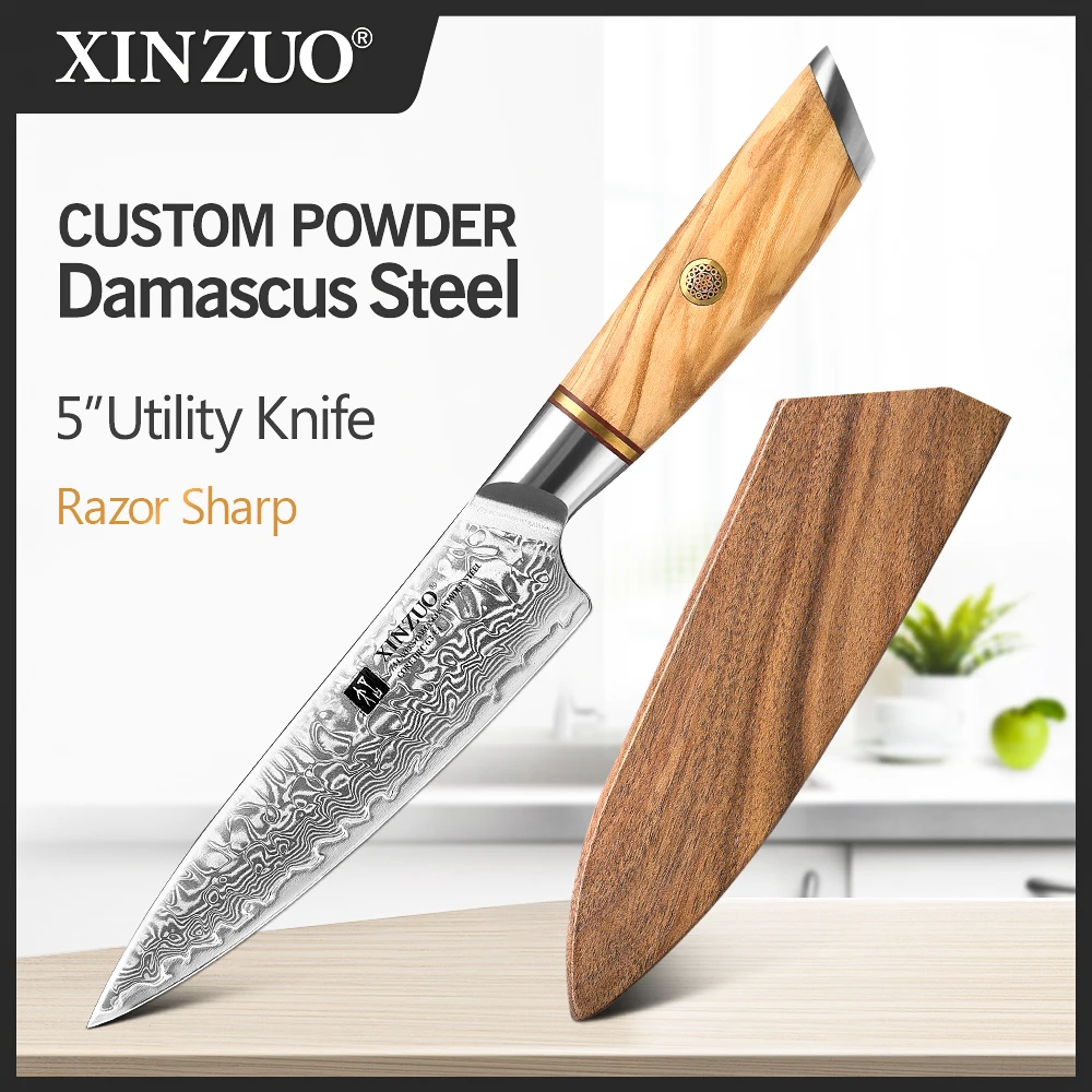 3.5 inch Utility Paring Knife with Sheath Damascus Pattern Chef Knife Meat  Cleaver Vegetable Fruit Knife Peelig Knife - AliExpress