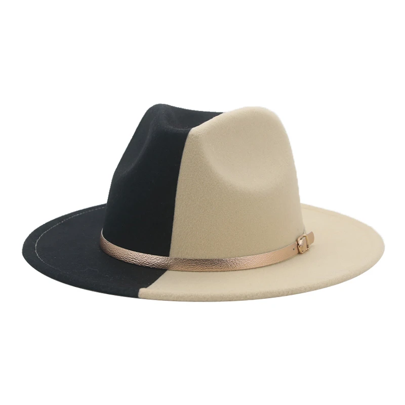 Hat Women Hats Fedoras Hats for Men Patchwork Felt Men Fedora White Black Fashion New Winter Women Hat Sombreros De Mujer Gorros custom fedora hats