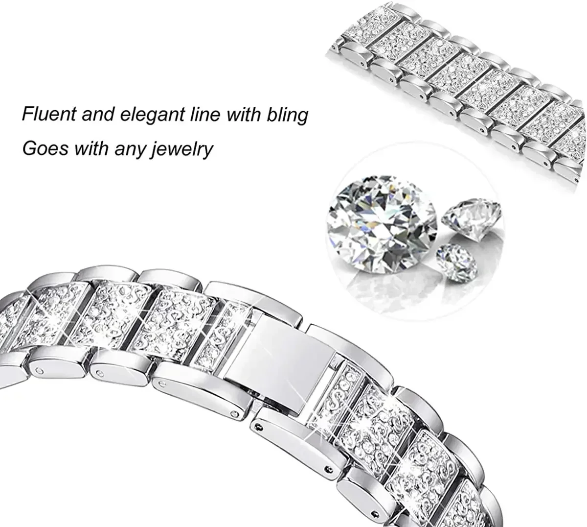 Elegant Diamond Bracelet Metal Strap
