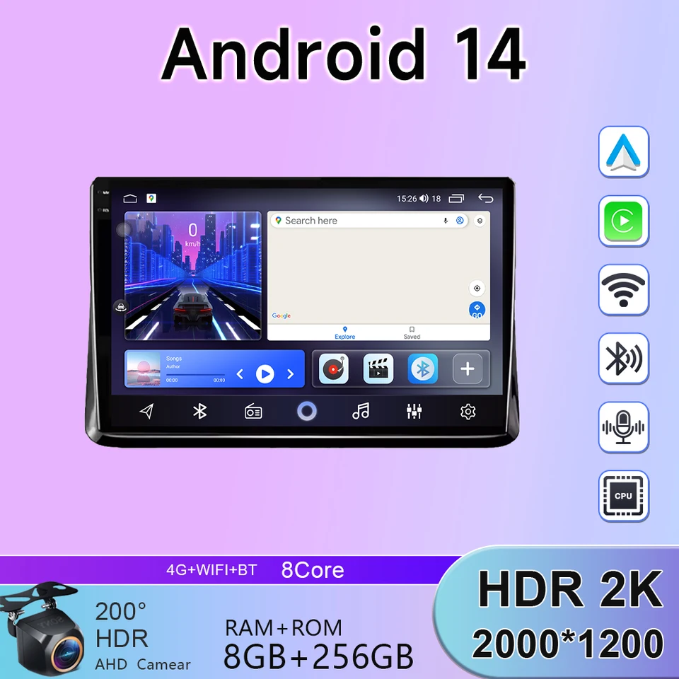 For Toyota Noah 80 Esquire Voxy 2014 -2019 Car Radio Android Auto