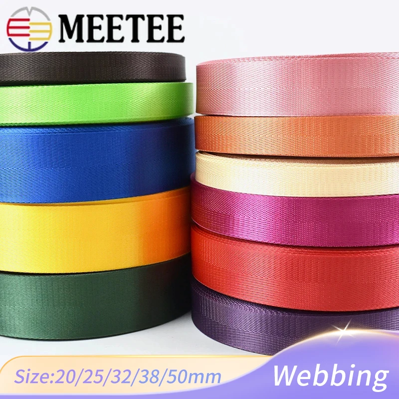 5M 20-50mm Meetee Nylon Webbing Polyester PP Ribbon Tape for Bag