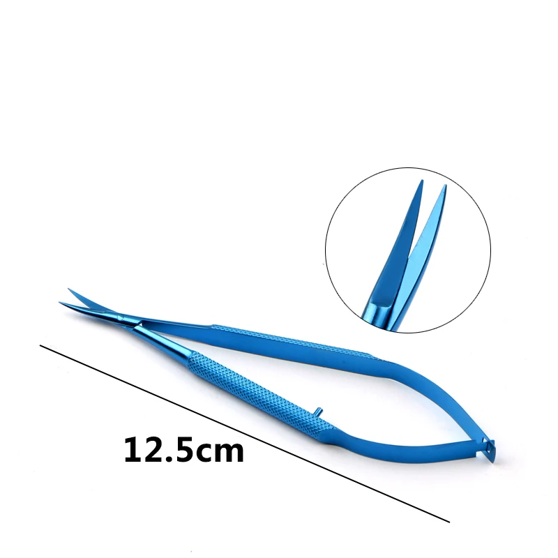 

12.5cm Ophthalmic Surgery scissors Flat handle eye Micro scissors stainless steel/ Titanium