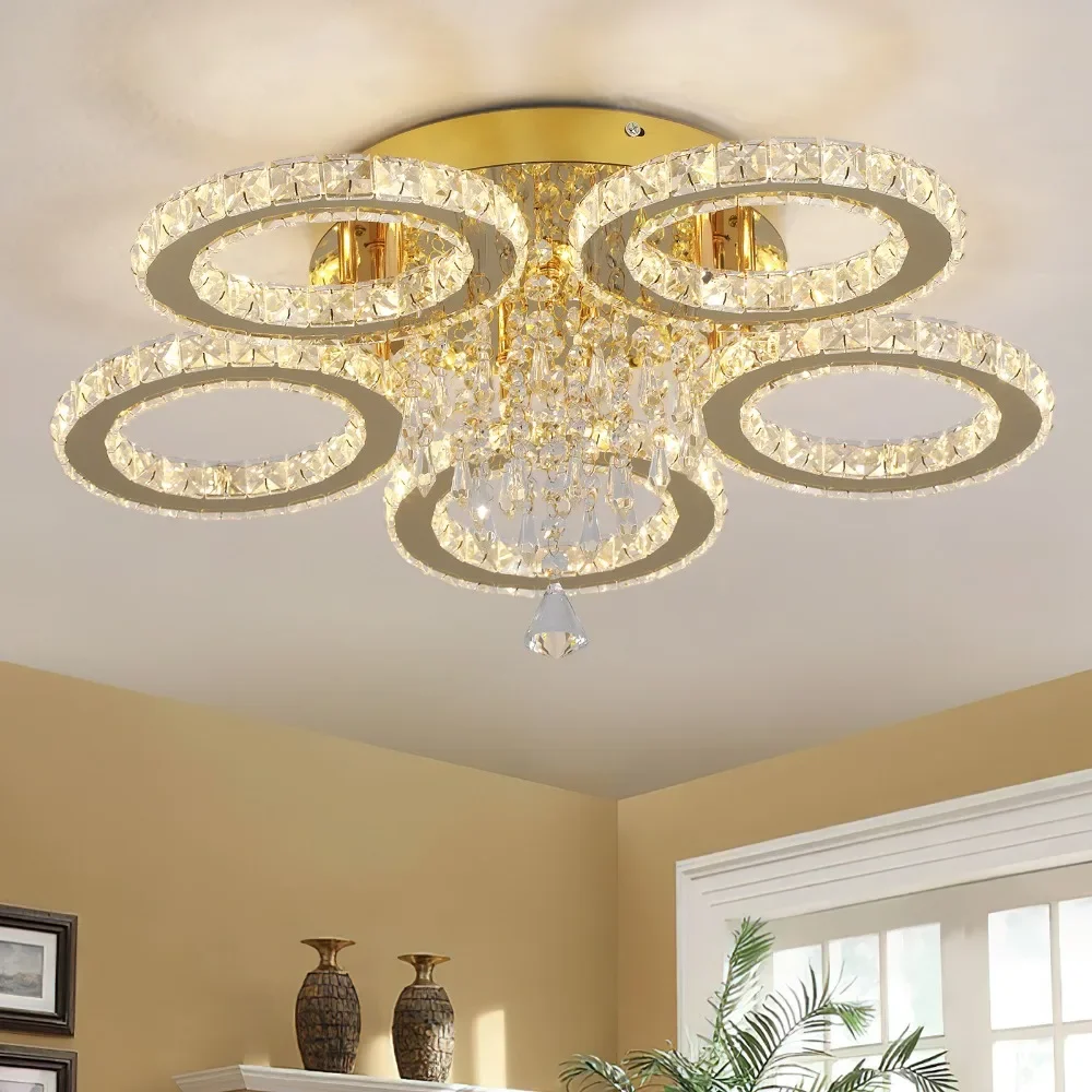 Modern Led Ceiling Light Modern Home Decoration Crystal Chandelier Luxury Living Room Dining Gold Ceiling Lamp Lighting