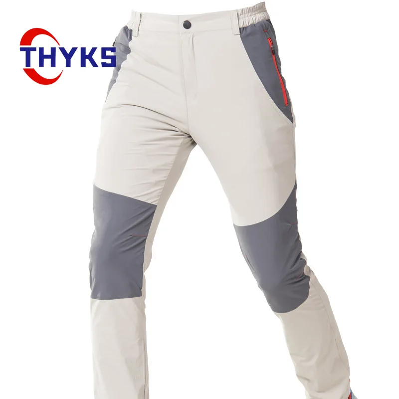 Colored Block Hiking Pants Men's Quick Drying Breathable High Stretch Soft Shell Pant Outdoor Mountaining Camping FitnessTrouser
