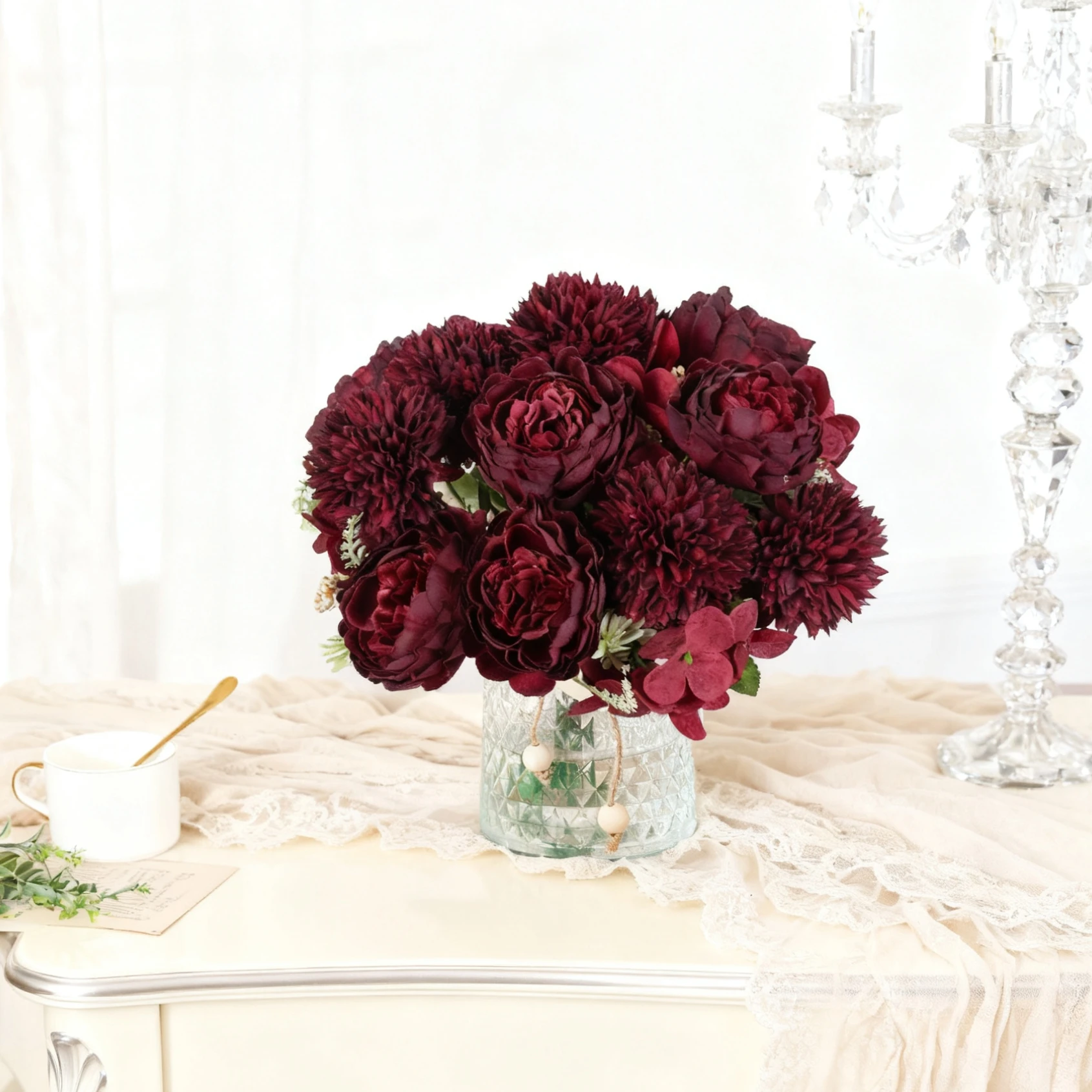 Künstliche Blumen aus Seide, Pfingstrosen, Hortensien, Dekoration für Zuhause, Büro, Außenbereich, Hof, Valentinstag, Braut, Hochzeit, Fotografie-Requisite