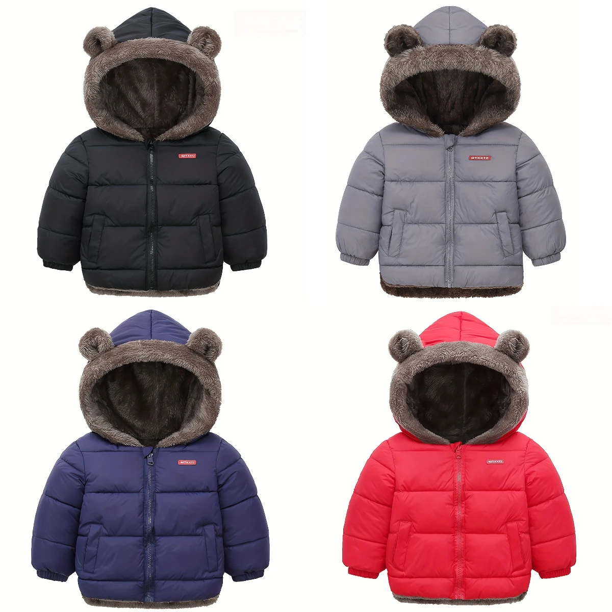 0-2 Years Old Autumn And Winter Boys And Girls Babies Children Solid Color Casual Reversible Hooded Cotton Jacket kids jackets winter cotton coat