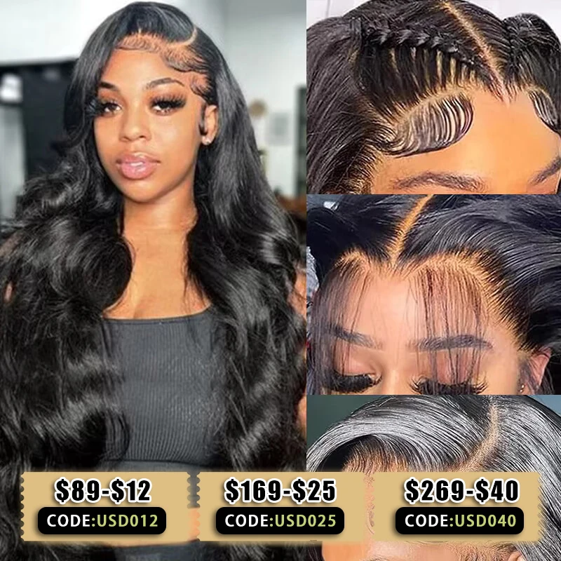Body Wave Lace Front Wig human hair wig 13x6 13x4 Human Hair Pre Plucked 200 Density with Baby Hair Natural Black 100% Human for Women