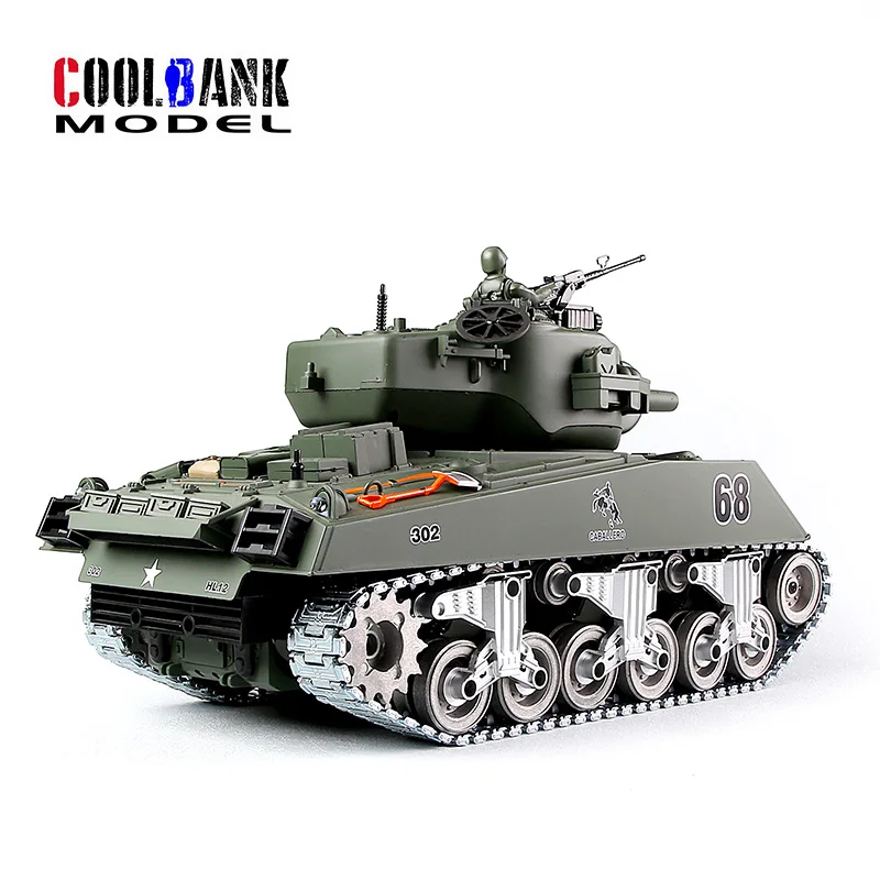 COOLBANK 1/18 2.4G RC Tank US. M4A3 Infrared Remote Control Main Battle Tank Model, WWII Tank RC Military Vehicle Model For Boys 3