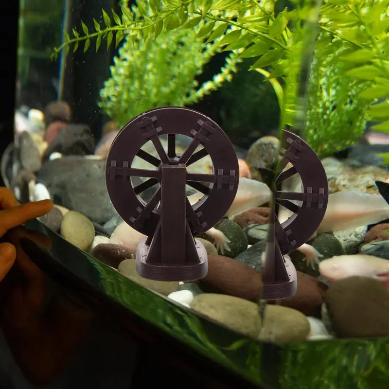 Aquarium Waterwheel Fish Tank Rockery Bonsai Water Plastic Waterwheel Bracket Set Landscaping Pool Wind Water Wheel