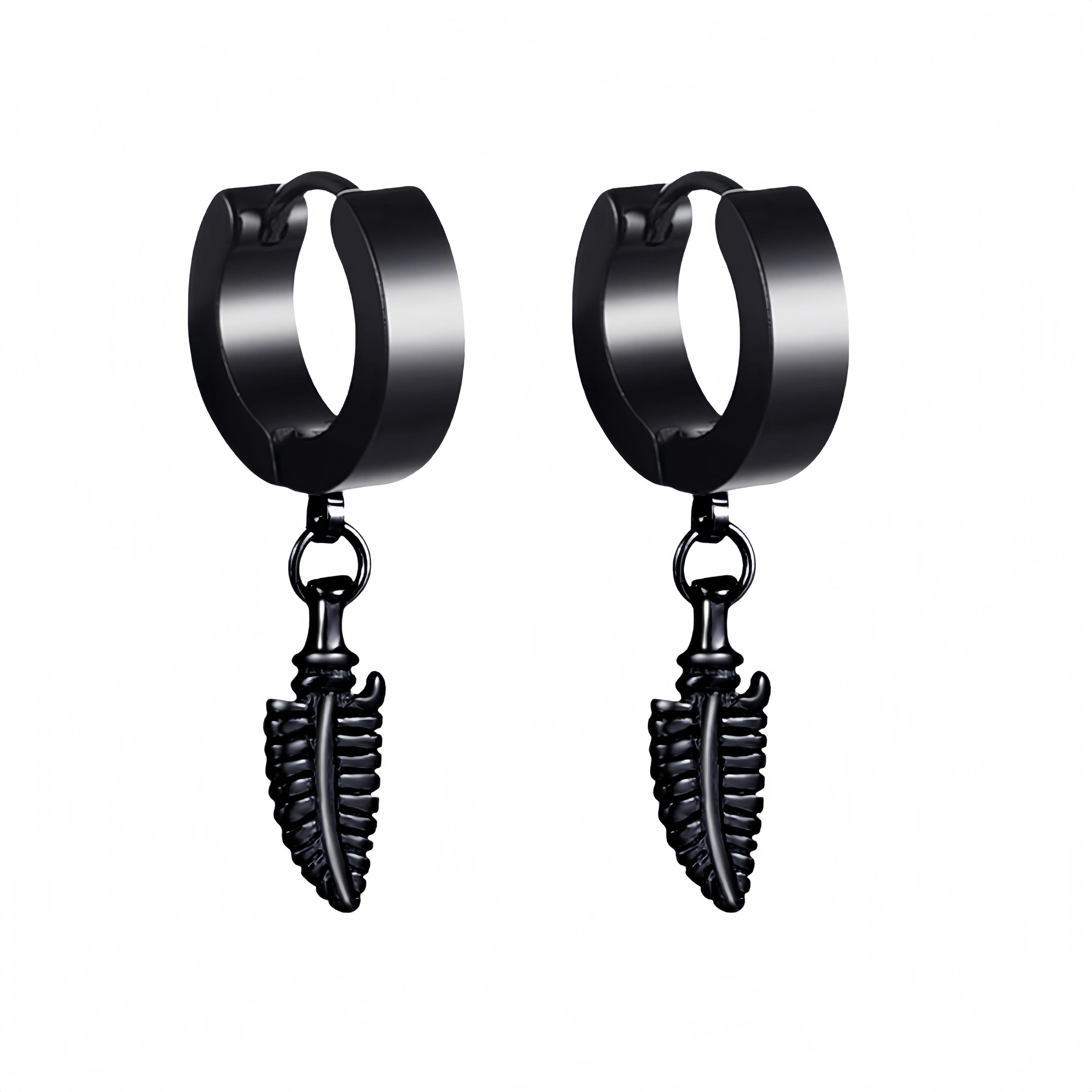 Fiasaso 22 orecchini pendenti da uomo in acciaio inossidabile con cerniera orecchini a cerchio con catena lunga a perno croce orecchini pendenti set orecchini Kpop per uomo, 1.0mm, 0.8mm, Acciaio
