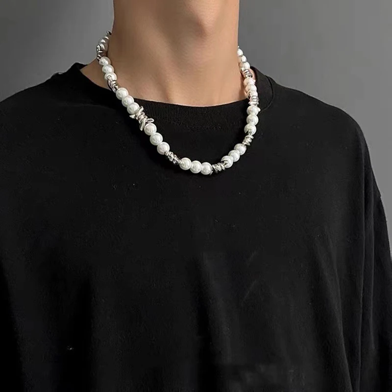 Bead Necklace Black Pearl Costume Jewelry Vintage Black Plastic