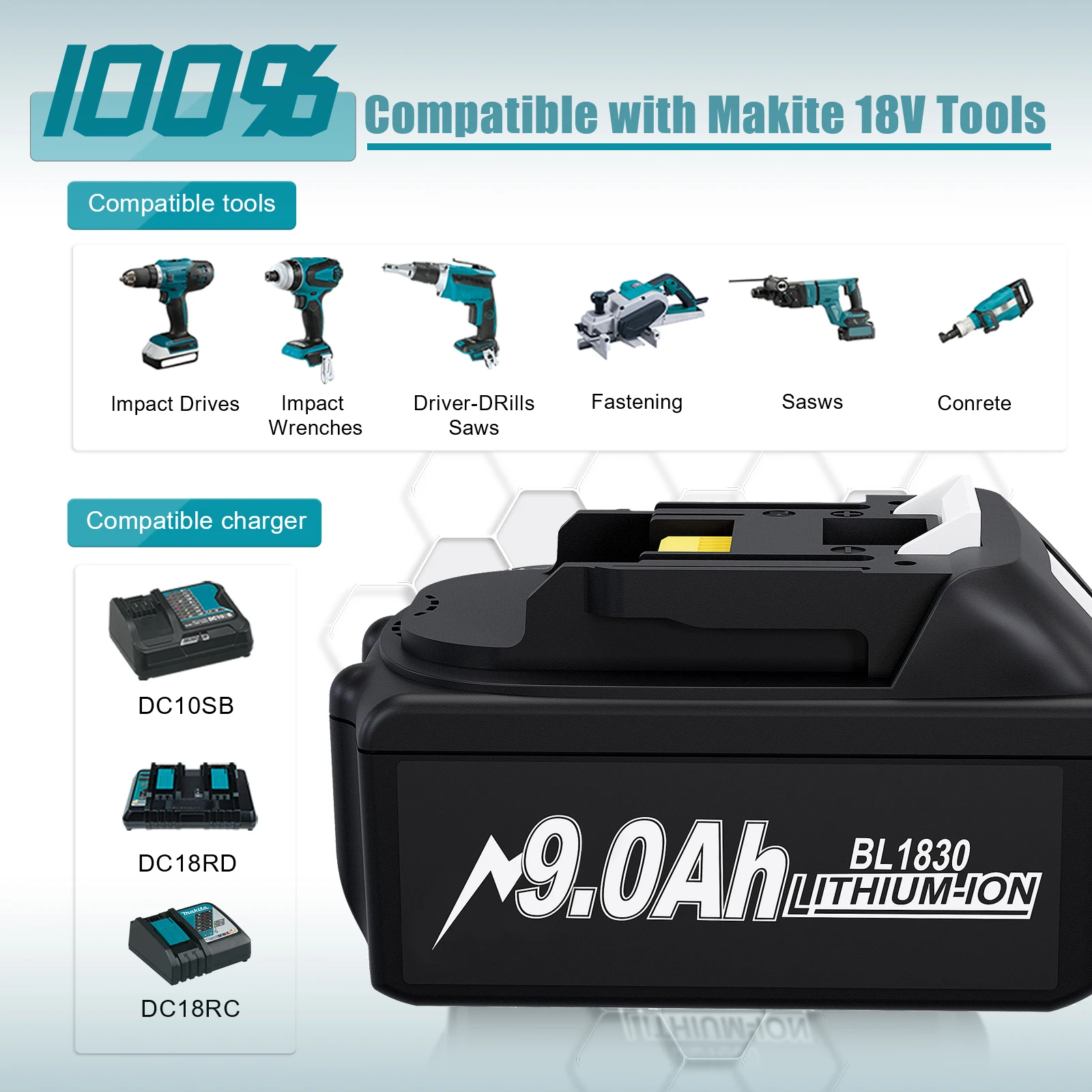 Recente Atualizado Bl1860 Bateria Recarregável 18v 9000mah Íon de Lítio para Makita 18v Bateria Bl1840 Bl1850 Bl1830 Bl1860b Lxt 400 Mais - Image 3