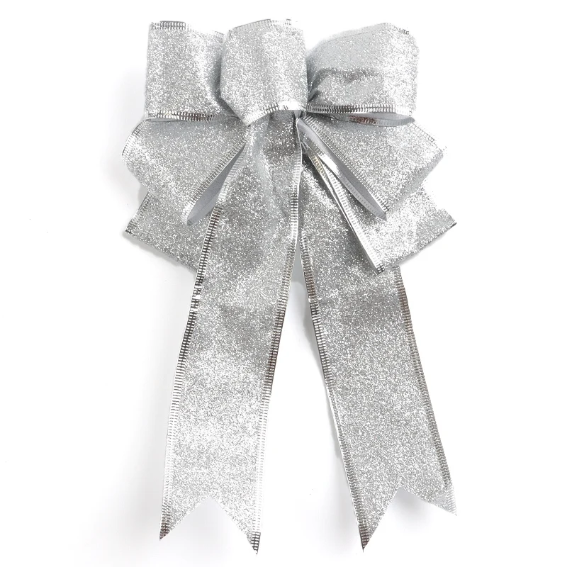 (2Pcs/bag)Size 17.6X25.2Cm Christmas Decoration Sparkling Powder Bow Christmas Tree Pendant Costume Matching