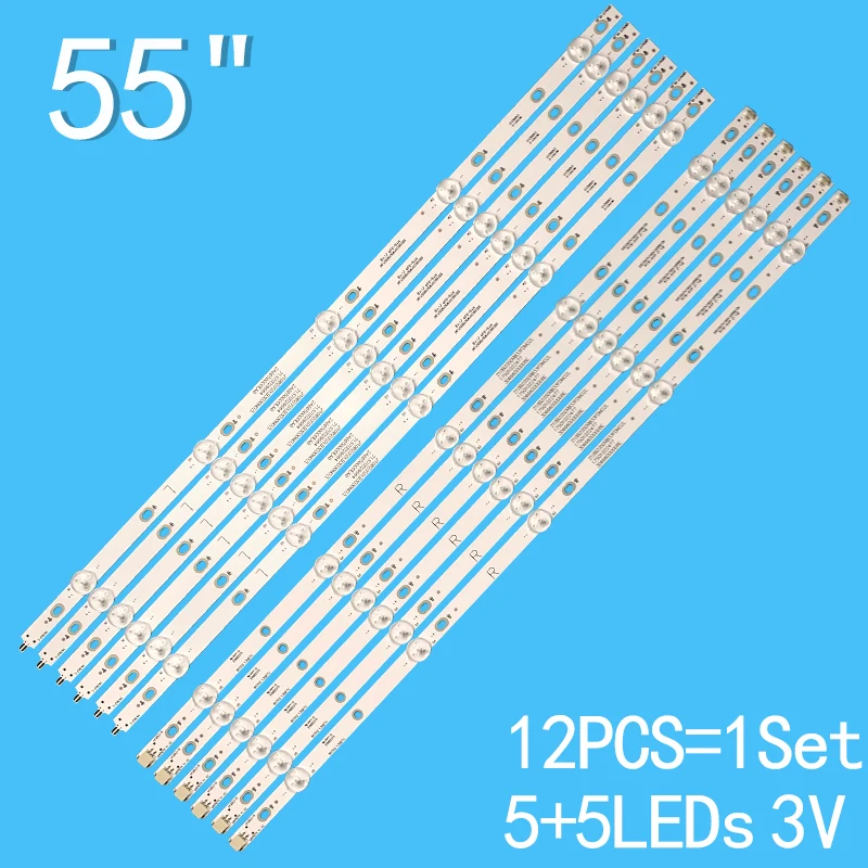 LED Backlight strip 10 lamp for Philips 55'' TV 55PUS7503 55PUS7303 55PUS6753 55PUS6703 55PUS6162 55PUS6262 LB55073 V1_02 V0_01