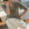 2024 Spring and summer High Quality cashmere Half sleeve Sweater Women Pullover Five-Point Short Sleeve Fashion Knit Female 3