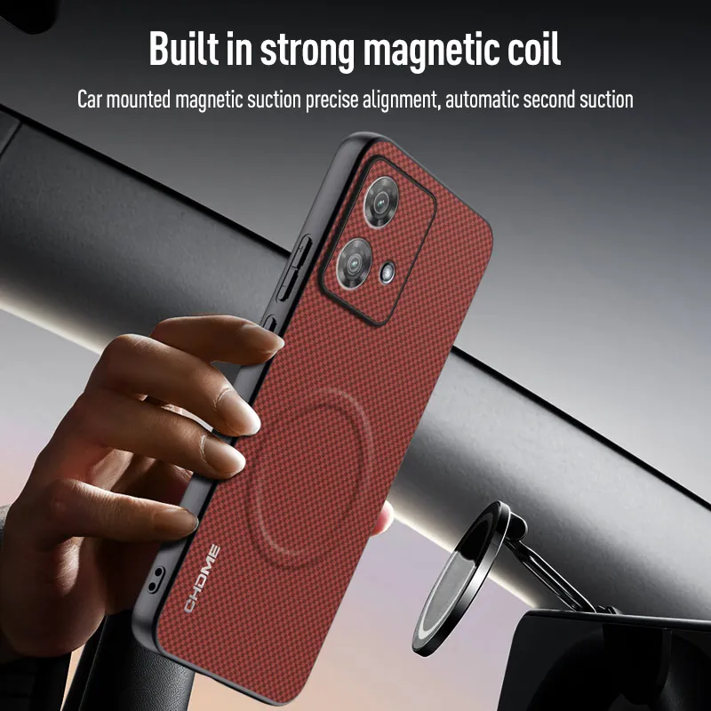 Luxury Car Magnetic Holder Shockproof Silicone Phone Case for Motorola Moto Edge 40 Neo