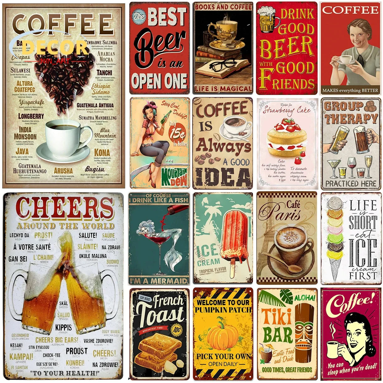 

Металлическая жестяная вывеска для пива в стиле ретро, настенный винтажный постер для дома, гостиной, клуба, паба, кофейных клубов, бара, декоративные знаки