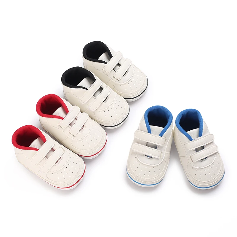 

Newborn Baby Shoes Boy Girl Classical Sport Rubber PU Leather Multi-Color First Walker Casual Sneakers White Baptism Shoes 0-18M