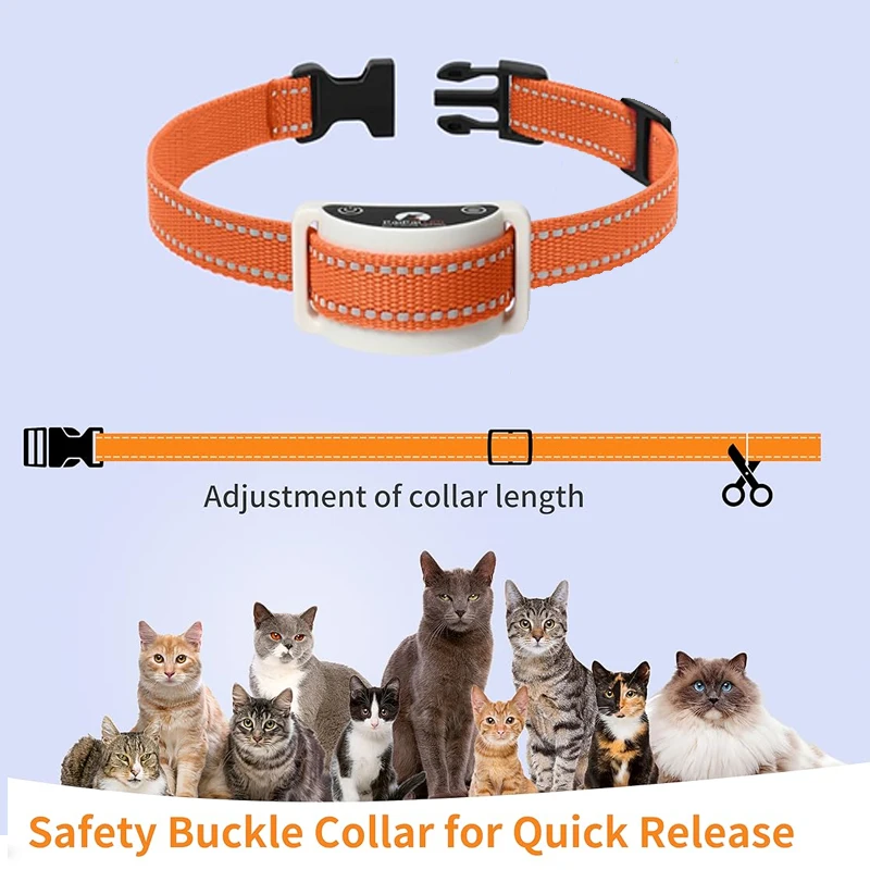 Cat Training Collar Cat Shock Collar with Remote 4 IN 1 Cat Training Collar with Auto Anti-Meow Beep Vibration Safety Shock 4 Modes for Cats
