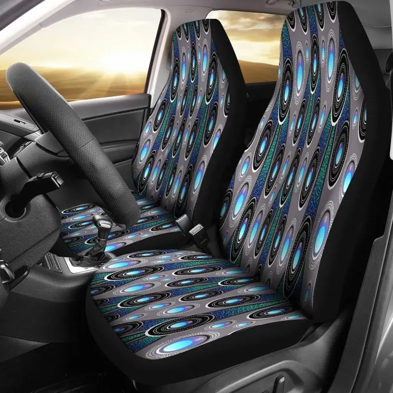 

Turquois Oval Abstract Pattern Car Seat Covers, Car Accessories, Gift for Her, Custom Made seat Covers