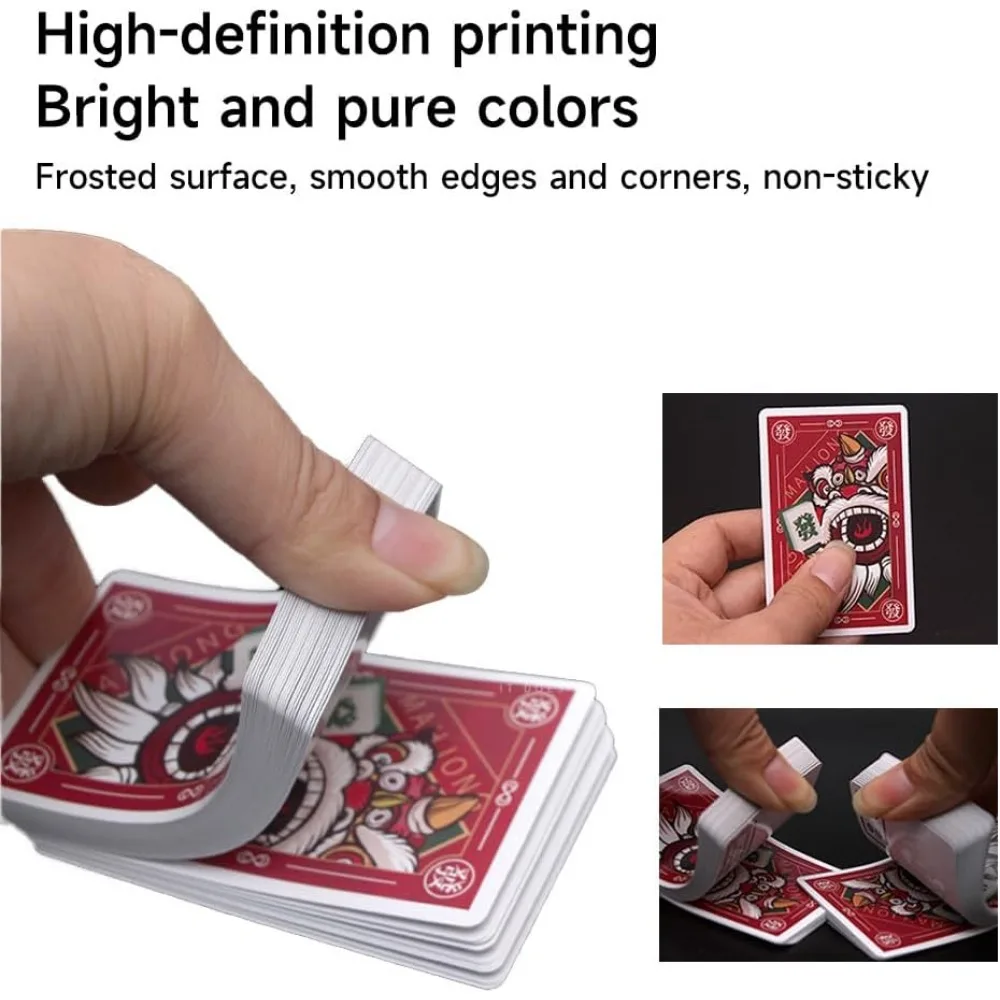 Playing Cards Mahjong Card Game Set-144 Mahjong Playing Cards, 2 Dices, Chinese Mini Playing Cards for Parties, Family Activities