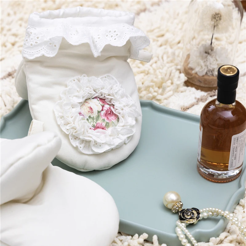 Kitchen Utensils Oven Gloves Girl's Floral Lace Elegant Anti-scald Heat Insulating Gloves for Kitchen Thickening Baking Mitten