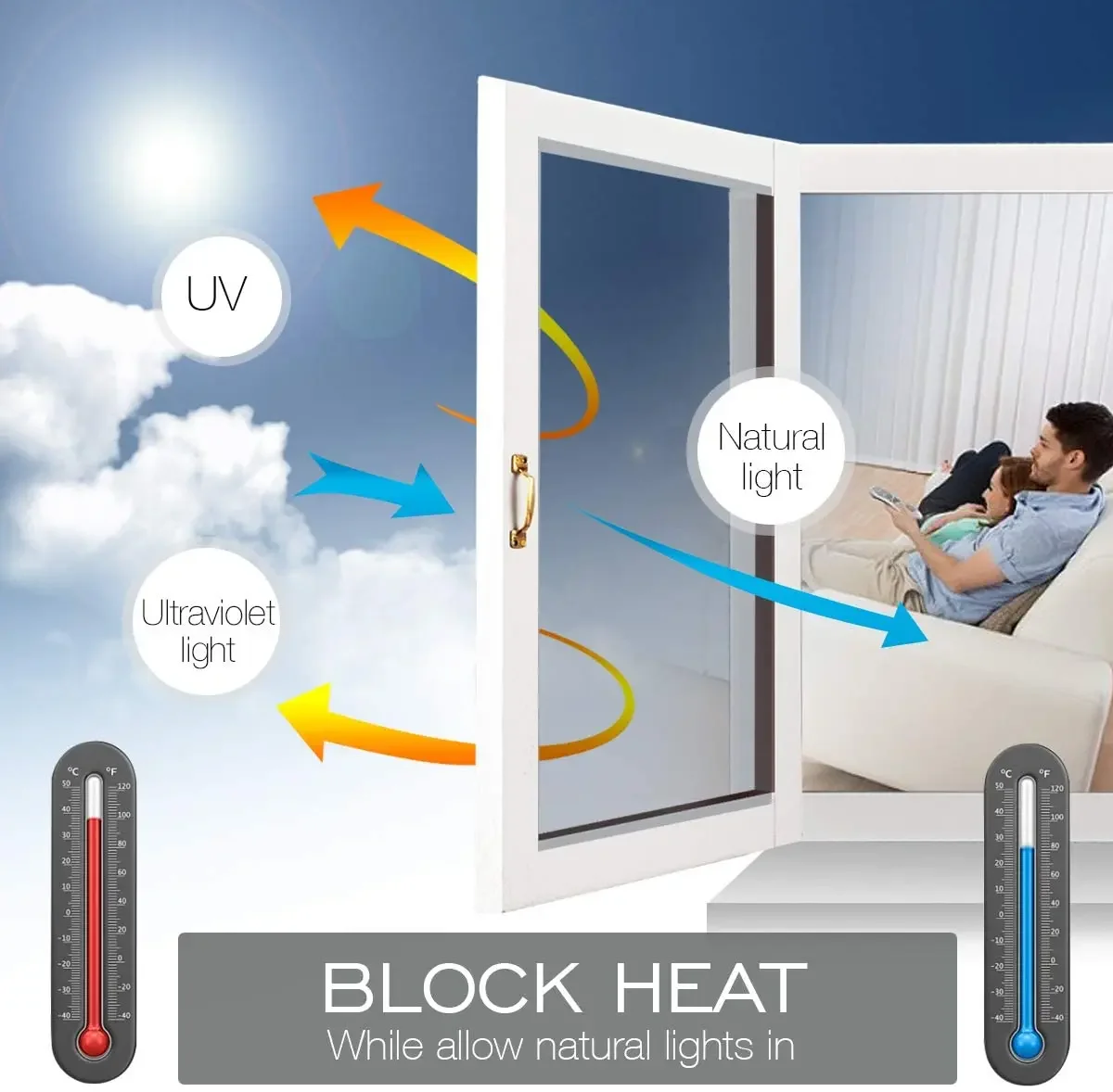 Multi-size One Way Mirror Window Film Privacy Sun Blocking Heat Control Reflective Self Adhesive Tint