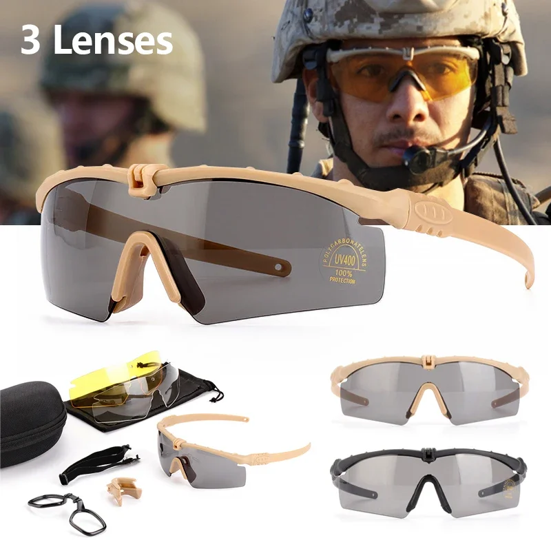 

Fishing Shooting Glasses Bulletproof 3 Mountaineering Sports Interchangeable Lenses Game Tactical Military War