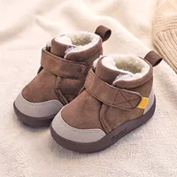 Winter Baby Shoes Warm Plush Soft Bottom Hook Loop Non Slip Cotton Toddler Short Boots Newborn Baby Outdoor Soft Infant Shoes 2