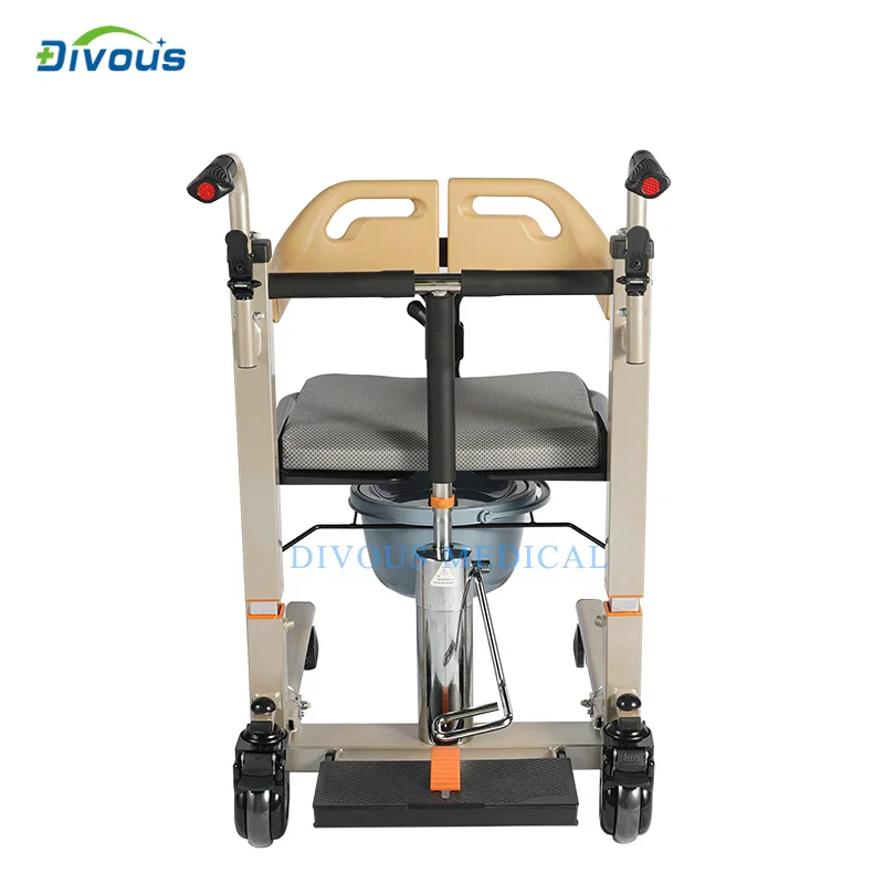 Hydraulic Pedal Adjust Health Medical Rehabilitation Patient Transfer Nursing Moving Commode Wheel Chair with lif 3