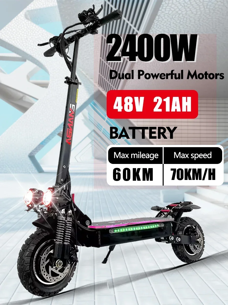 X6 2400W Dual Motor Electric Scooter2400W52V21ah Max Speed 70m/h Dual Spring Suspension 10 inch Off-road Tyres Foldable Escooter