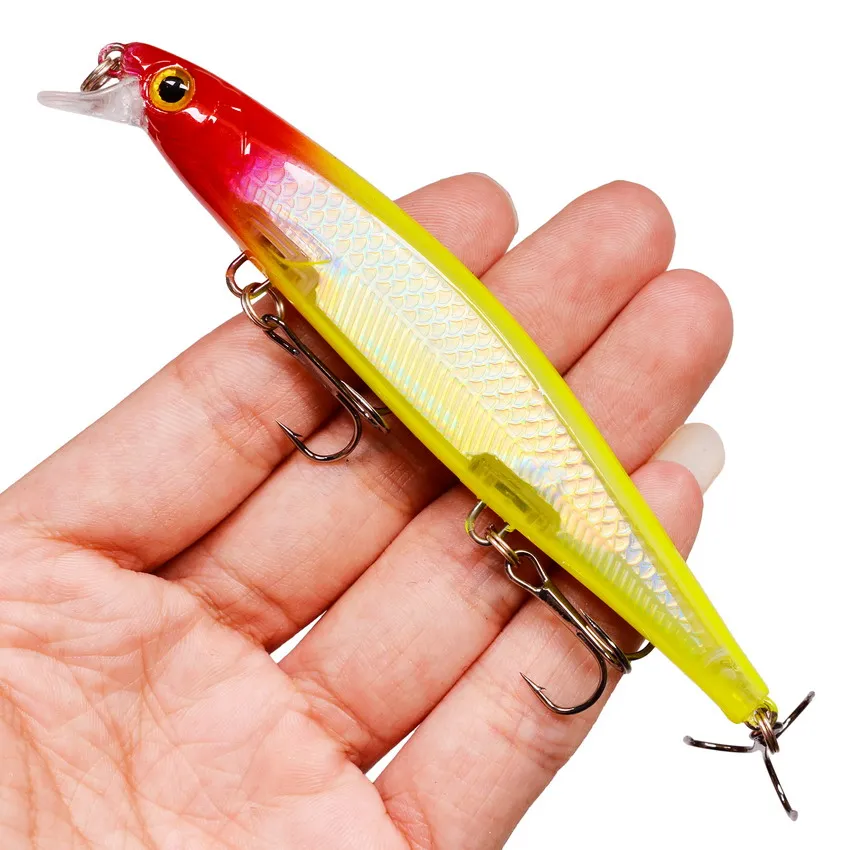 11cm 12.9g Minnow Fishing Lure Laser Hard Artificial Bait 3D Eyes Fishing  Wobblers Pike Carp Bait Crankbaits Fishing Tackle