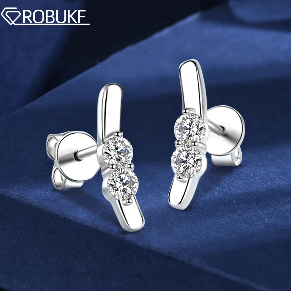 

3mm 0.4cttw D Color Full Real Moissanite Stud Earring For Women 925 Sterling Silver 18K White Gold Plated Fine Jewelry Gifts GRA