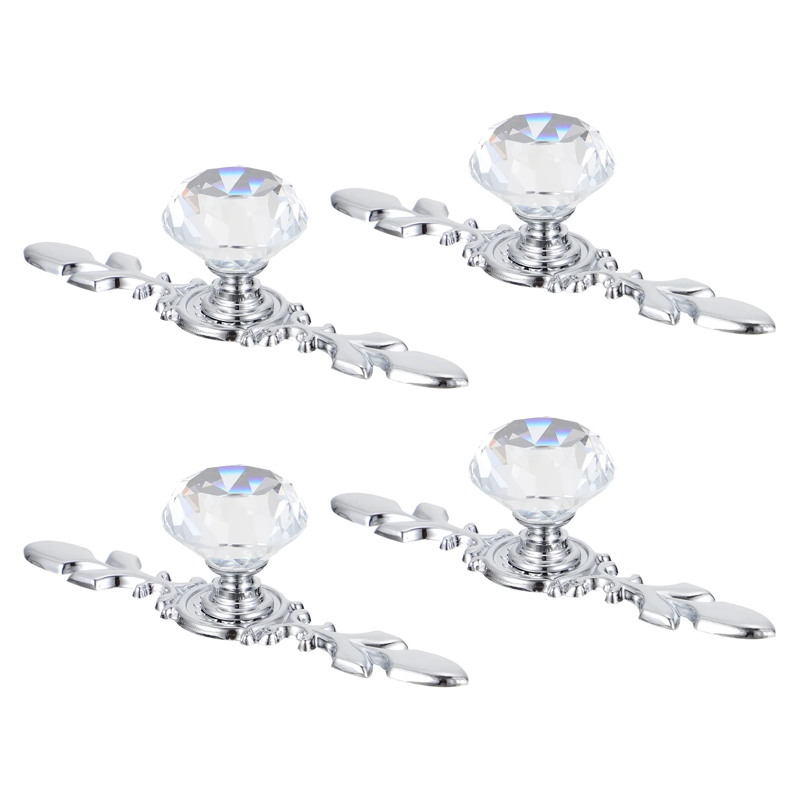 

4 Pcs Single Hole Crystal Handle Door Knobs Indoor Wardrobe Pull Furniture Handles Exquisite