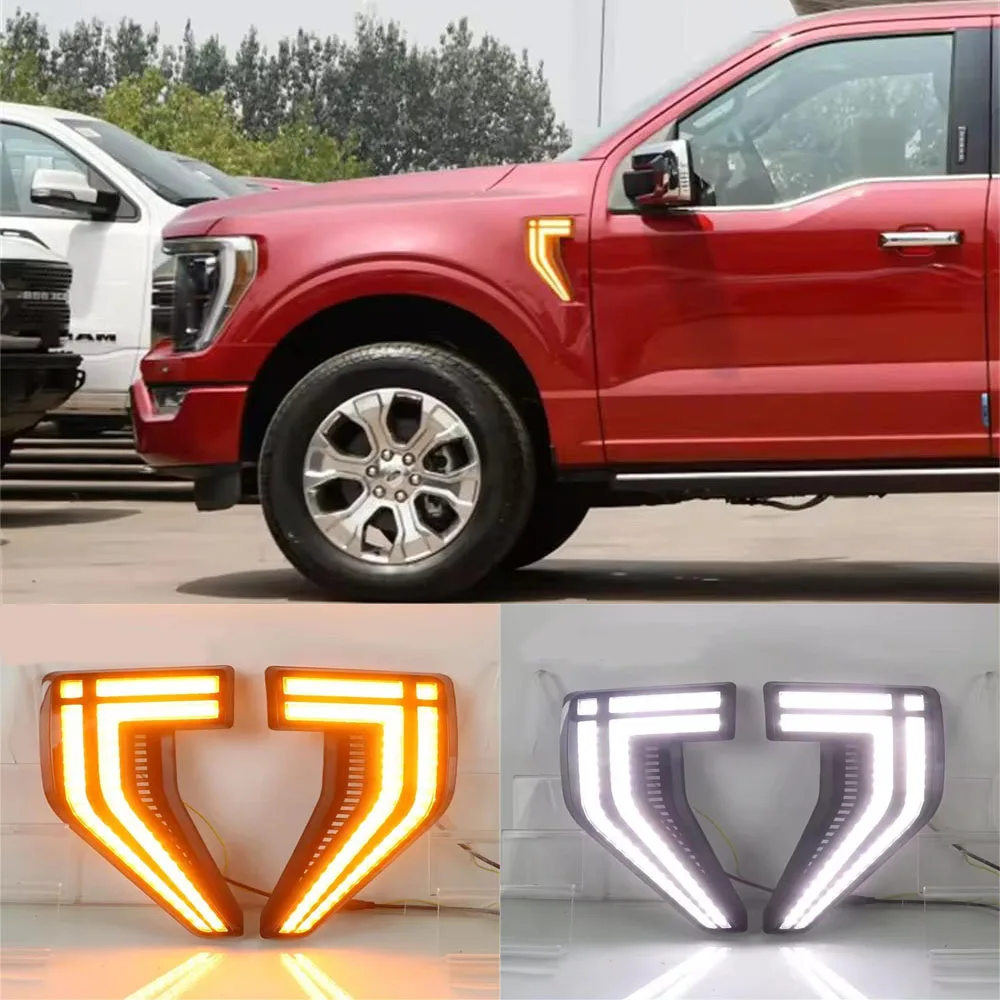 

Car Accessories For Ford F-150 F150 Raptor 2021 Front Side Fender Light LED Daytime Running Light DRL Daylight Fog Lamp