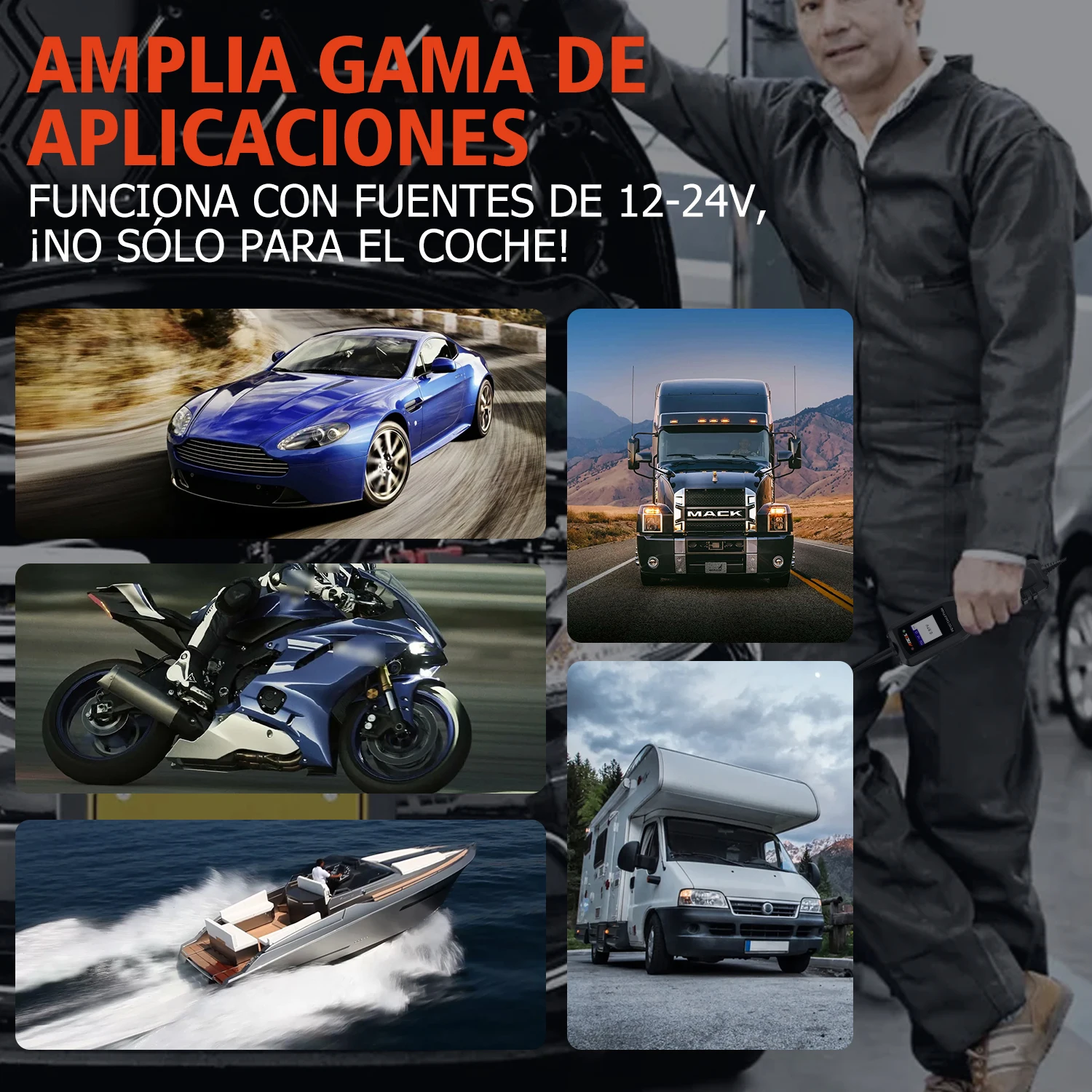 Ancel PB100 배터리 테스터 파워 프로브 자동차 진단 도구, 전류 전압 통합 파워 스캐너, 12V, 24V