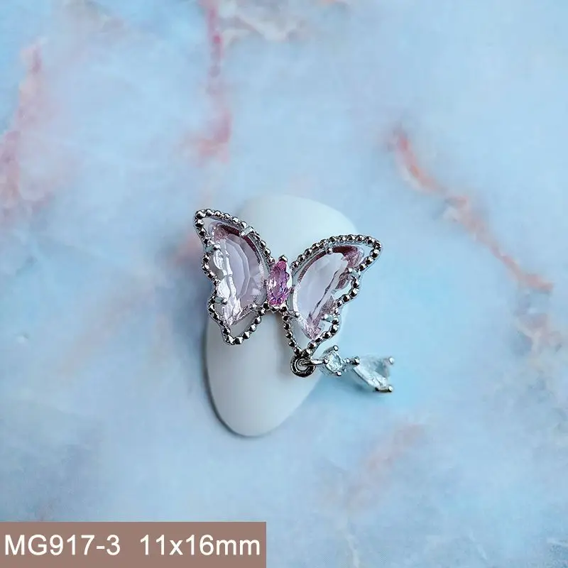 10 stücke Luxus Spitze Schmetterling Anhänger Zirkon Kristalle Metall Nägel Schmuck Dekorationen Nail Art Zubehör Charms Teile Lieferungen – Detail 18
