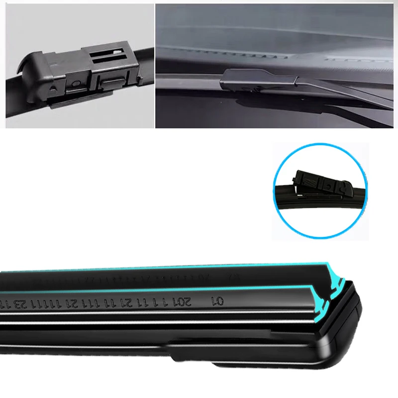 thumbnail image 1 of Escobillas limpiaparabrisas de coche universales de goma suave de doble capa sin marco y sin soporte, accesorios para limpiaparabrisas delantero, 1 of 5